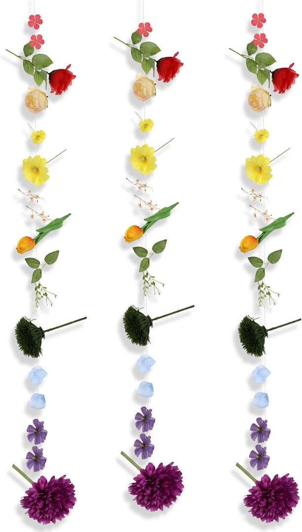 3 Pcs Artificial Flowers Hanging Decorations, 29.5ft Wildflower Daisy Garland Backdrop Ceiling Decoration for Wedding Spring Party Birthday Home Garden,(Bright Color)