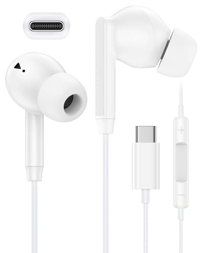 iPhone 17 16 USB C Wired Headphones with Microphone, Noise Cancelling Earbuds USBC for iPhone 16e 16 Pro Max 15 Plus, Samsung Galaxy Bud S25 Ultra Apple Wired Ear Buds in-Ear Type C Plug Earphones Mic