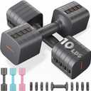 FEIERDUN 5-in-1 Adjustable Dumbbell Set of 2, 12LBS/20LBS Hand Weights for Women, 1s-Adjust Dual-Stable Dumbbell Set for Women Home Gym & Outdoor (A-Strength Grey)