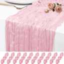 10 Pack Pink Cheesecloth Table Runner 17x108 Inch Semi Sheer Boho Rustic Gauze Cheese Cloth Table Runners for Wedding Party Birthday Baby Shower Home Dcor