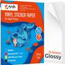 Printable Vinyl Sticker Paper - Waterproof Decal Paper for Inkjet Printer - 75 Self-Adhesive Sheets - Glossy White - Standard Letter Size 8.5"x11"