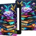 for 6" Kindle 11th Generation 2024/2022 Release Case (Model No: C2V2L3) E-Reader, Multi-Angle Viewing Shockproof Smart Protective Case with Auto Wake/Sleep, Book Lotus