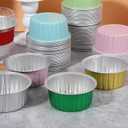 120 Pcs Aluminum Foil Baking Cups Mini Cake Pans with Lids 5 oz Cupcake Liners Disposable Muffin Tins Wrappers Baking Foil Ramekins Pans Aluminum Cupcake Cups for Birthday Party