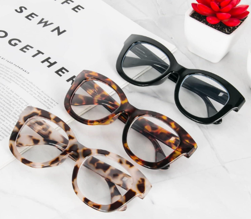 3 Pack Oversized Blue Light Blocking Reading Glasses for Women, Retro Style Readers with Spring Hinge +1.25