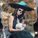 Mushroom Hat Renaissance Medieval Costume Cosplay Victorian Fairy Accessories with Bead Lace Brim Cap, One Size