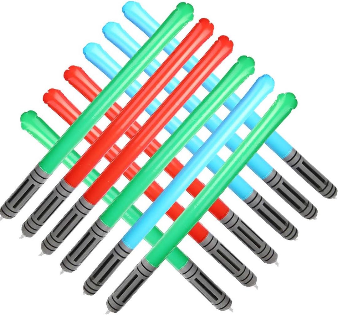 Inflatable Light Saber Sword 12PCS 4 Green 4 Red 4 Blue for Birthday Party Favor