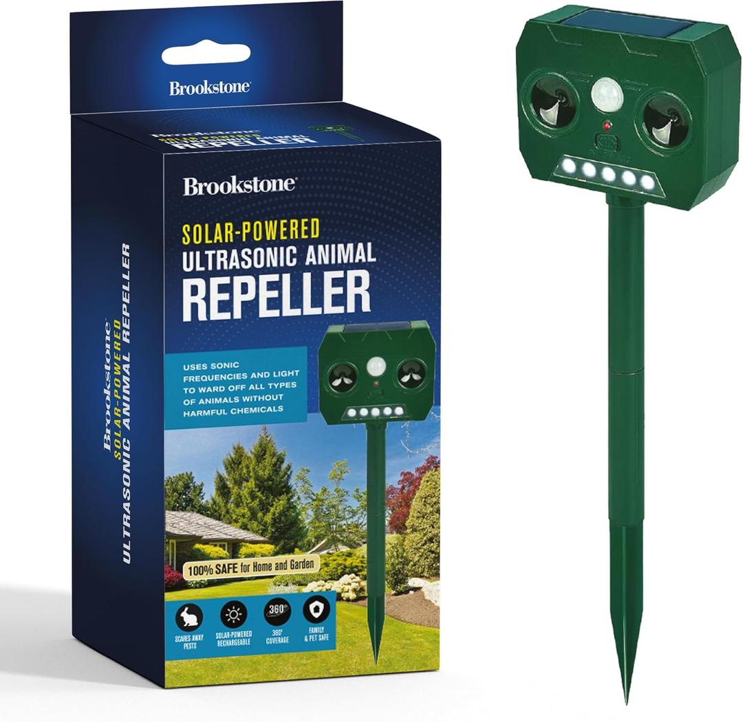 Solar Powered Sonic Animal Repeller  Ultrasonic Motion Sensor, 180 PIR Detection, 32 Ft Range, Eco-Friendly, Non-Toxic, for Gardens, Lawns, Parks & Orchards  Easy Installation, Chemical-Free