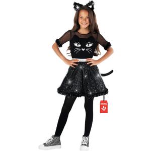 Morph Black Cat Costume For Girls, Kids Cat Costumes For Girls, Black Cats Dress Girl, Halloween Costumes For Kids (10-12 Years) L
