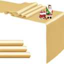 4-Pack Light Gold Satin Table Runner 12 x 108 Inch Long Bright and Smooth Silk Fabric Table Runner for Wedding Banquet Birthday Party Decoration
