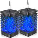 EOYIZW Solar Lights Outdoor, 99 LEDs Flickering Flame Lantern for Garden Decor- 2 Pack Waterproof Solar Garden Lights for Patio Yard Porch Lawn Decorations Blue