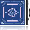 American Mahjong Mat (31.5"x31.5") with Carrying Bag for Table, Anti-Slip Noise-Reduction Gaming Table Mat for American Mahjong/Poker/Board Games/Card Games/Dominoes (Blue)