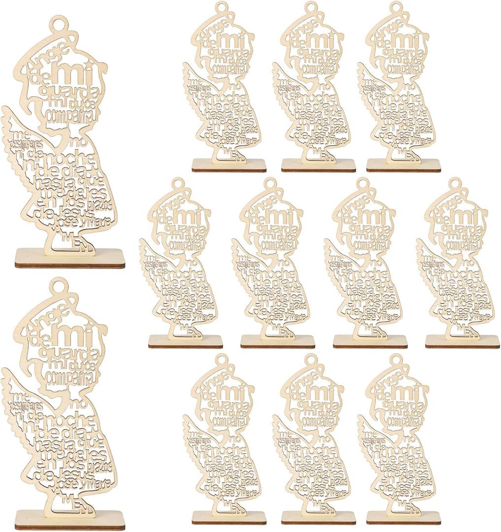 12 Pcs Wooden Baptism Centerpieces for Table,Centros De Mesa Para Bautizo Bodas Decorations,Mi Primera Comunin Decoraciones,Baptism Decorations for Girls,Bautizo Recuerdos De Bautizo Para Nia