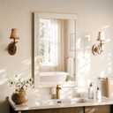Rectangular Wall Mirror 36" x 24", Solid Wood Frame Bathroom Mirror, White