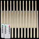 Tuanse 24 Pack 24 Pack Flameless Flicker Taper Candles Bulk with Remote and Timer, Battery Operated LED Warm White Taper Candles Light for Home Wedding Decoration Gifts (Beige,12 Inch)