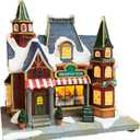 MOMENTS IN TIME Lighted Christmas Village Building Breakfast Nook LED Lights Music Battery Operated Plays 8 Holiday Songs Optional 4.5V Adapter Gift Wrapped Ready Dcor