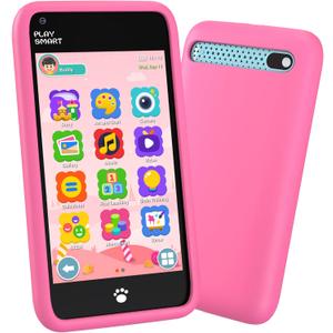 MOMILLA Kids Toys Smart Phone, Girls Toys with 3.97" Touchscreen Phone, Birthday Gift for Kids Age 3-12, Toddler Toys Learning Smartphone, 16 GB Storage Cell Phone with Front Camera (No Dual Camera) (Pink)