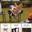 KingCamp Oversized Camping Chair with Adjustable Lumbar Support, 550lbs Heavy Duty Padded Folding Lawn Chair for Adults, Outdoor Armchair with Cooler Bag, Cup Holder & Side Pocket for Fishing, Travel