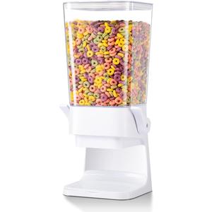 Cereal Dispenser Countertop with lids, 5L Organization and Storage Containers for Kitchen and pantry, Plastic Containers for food, Cereal, Rice, Beans, Grains, Nuts, Oatmeal, Pet food, White, 1Pc