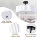 17.7" Semi Flush Mount Ceiling Light, 3-Light Black Fixture