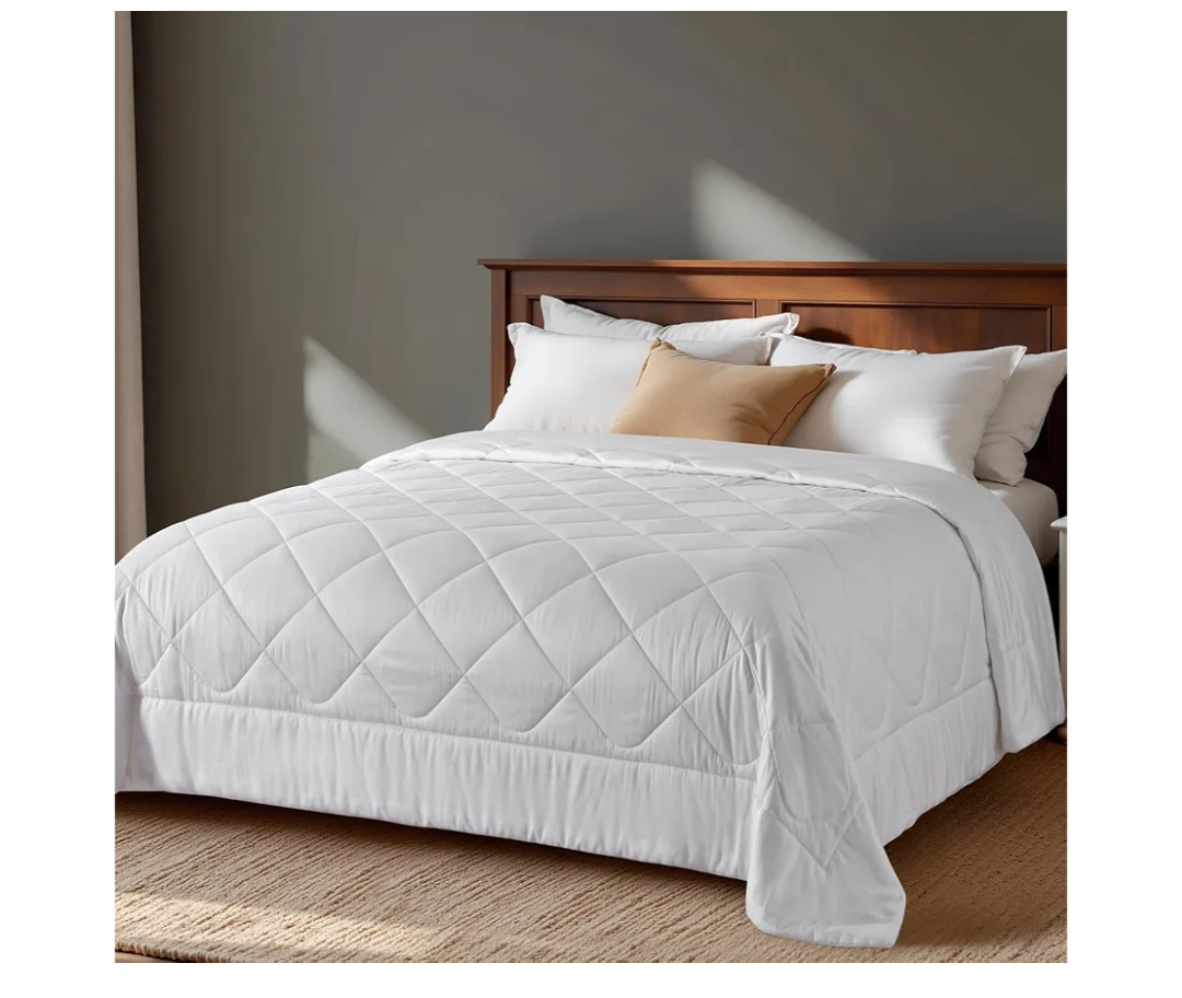 LAVANCE 100% Viscose Made from Bamboo Comforter Queen Size Lightweight Silky Down Alternative Duvet Insert Soft All Season Comforter - White, 90x90 Inches