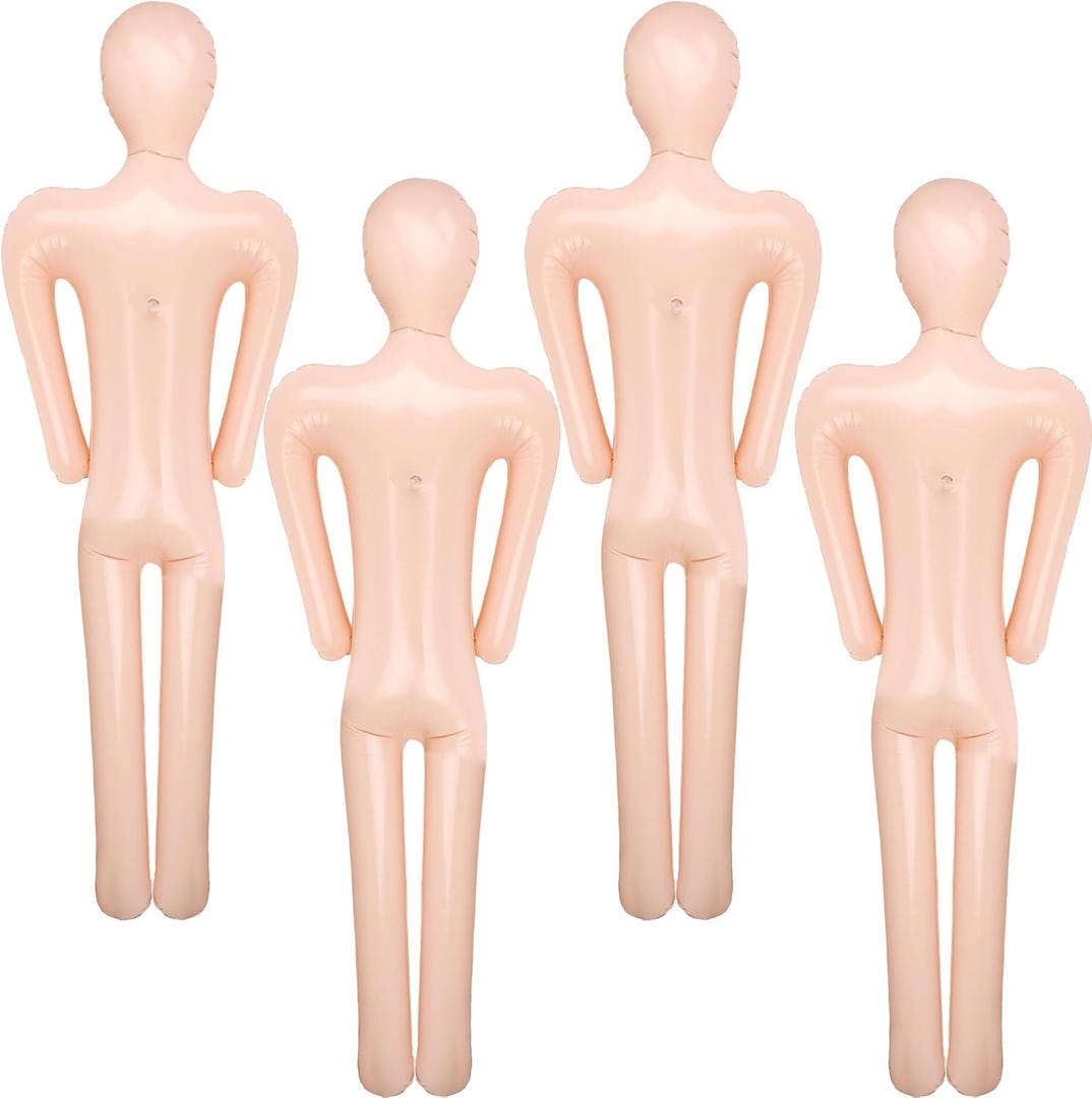 4 Pack 60 Inch Inflatable Body Mannequin DIY Halloween Fake Scary Body Decorations Blow up Dead Body Cosplay Prop for Halloween Yard Patio House Decor