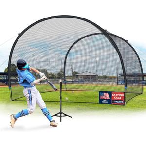 SHANTRA Batting Cage with Frame and Net, 13/22/30FT Baseball Batting Cage for Backyard, Baseball & Softball Hitting Cage Netting for Outdoor Hitting & Pitching Practice, Softball Baseball Cage