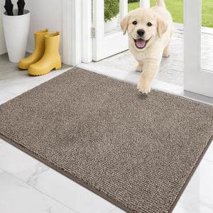 PURRUGS Dirt Trapping Door Mat 24" x 35.5", Non-Slip Machine Washable Entry Rug, Entrance Mat, Indoor Front Door Mat, Super Absorbent Entryway Rug for Muddy Shoes & Paws, Heathered Beige