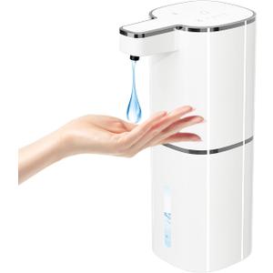 Automatic Liquid Soap Dispenser, Touchless Hand Soap Dispenser, USB Rechargeable, 4 Adjustable Levels, 14.2 oz (420 ml) Large Capacity, for Bathroom, Kitchen & School (White, Liquid)