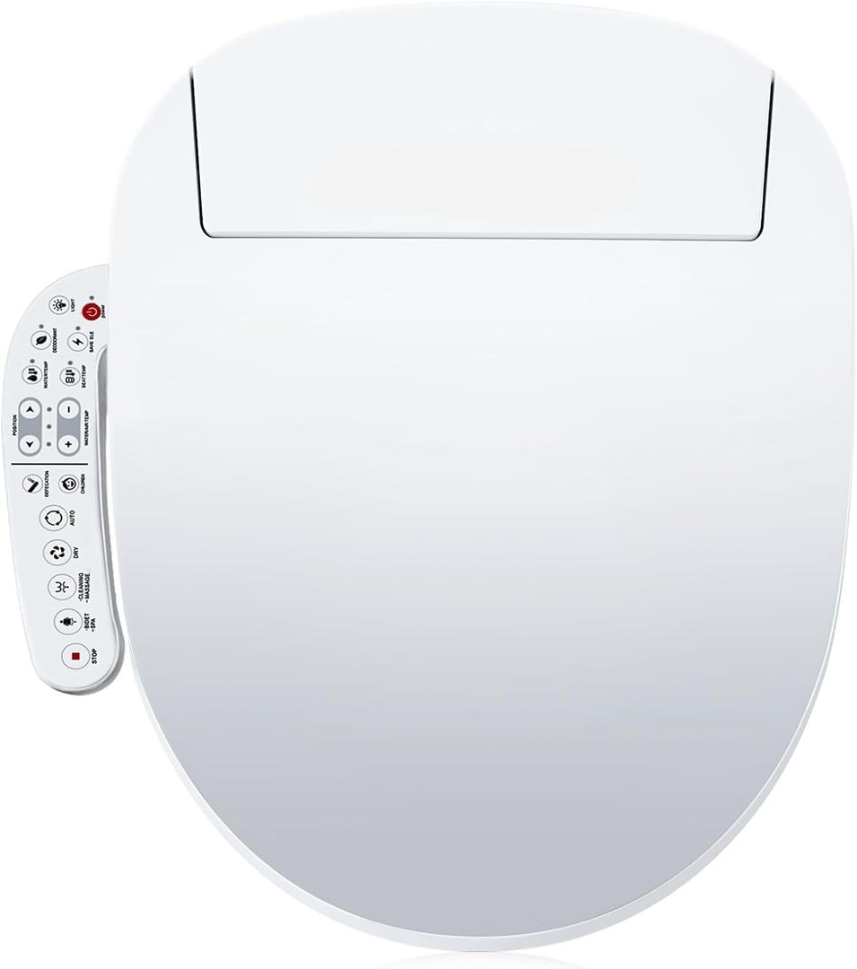 ZMJH A201D Round Smart Toilet Seat, Unlimited Warm Water, Vortex Wash, Electronic Heated,Warm Air Dryer,Bidet Seat,Rear and Front Wash, LED Light, Need Electrical, White (Round)