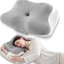 BDEUS Sleep Apnea Pillow, Cervical Neck Pillow for Pain Relief, Ergonomic Side Sleeper Pillow for Adults, Orthopedic Contour Memory Foam Pillow for Neck Support, Anti Snore, Cooling, Grey