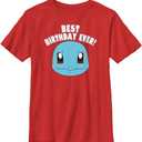 Pokemon Unisex-Child Squirtle Best Bday (Red, XS