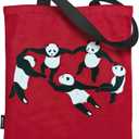 Women's Aesthetic Canvas Tote Bag Cute Panda Pattern Casual Shopping Beach Travel Reusable Cotton Shoulder Bag