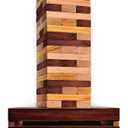 SWOOC Games - Reclaimed Giant Tower Game (Weather Resistant) 60 Blocks + Storage Crate/Outdoor Game Table | Stacks up to 5ft | Giant Outdoor Tower for Adults | Large Yard Activity | Jumbo Lawn Fun