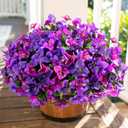 Artificial Flowers Plants for Outdoors Spring Summer Decor, 4 Bundles Fake Bougainvillea Silk Outside Flowers UV Resistant Look Real for Outdoor Planter Patio Porch Window Garden Home, PurpleFuchsia
