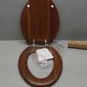 Angol Shiold Elongated Wooden Toilet Seat with Zinc Alloy Hinges, Easy to Install and Clean, Anti-pinch, Walnut