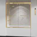 Bathtub Double Sliding Door 55-59 in,Semi-Frameless Double Sliding Tub Shower Door,Glass Shower Doors for Tub,with 5/16"(8mm) Clear Tempered Glass,Silent Soft-Close Design,Stainless Steel,Gold