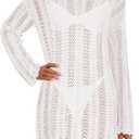 PRETTYGARDEN Women's Swimsuit Cover Up 2025 Summer Bathing Suit Swimwear Crochet Knit Dress Fashion Beach Vacation Clothes (White,Small) (White, S)
