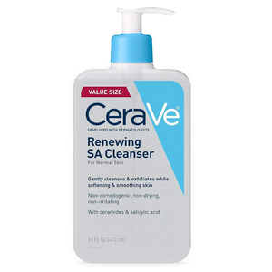 CeraVe Renewing Salicylic Acid Cleanser, Formulated With Hyaluronic Acid, Niacinamide, & Ceramides, Gentle BHA Exfoliating Face Wash Smooths & Softens Skin, Non Comedogenic & Fragrance Free, 16 Ounce