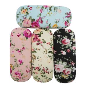DODOGA 4 Pieces Spectacle Case Portable Hard Shell Eyeglasses Case Flower Fabric Covered Eyeglass Case Spectacles Box Eyewear Protector Box