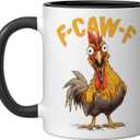 f-caw-f Chicken Fcawf Rooster Coffee Ceramic Mug, Black/White (11 Ounces)