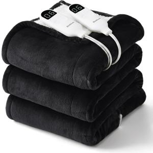 Bedsure Heated Blanket Queen Size, Dual Control Electric Blanket, Black
Preheat Function,6 Heat/6 Timer Settings, 8H Auto Shut-Off, ETL/FCC, Soft Flannel Sherpa, Machine Washable, 84x90in