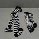 Tongcloud Women's Striped Knee High Socks, Over Knee Thigh High Socks, Arm Warmer and Fingerless Gloves Set (Black and White)