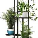 LINZINAR Plant Stand Indoor Outdoor Corner 4 Tier Metal Plant Shelf Patio Plant Rack for Garden Corner Balcony Living Room
