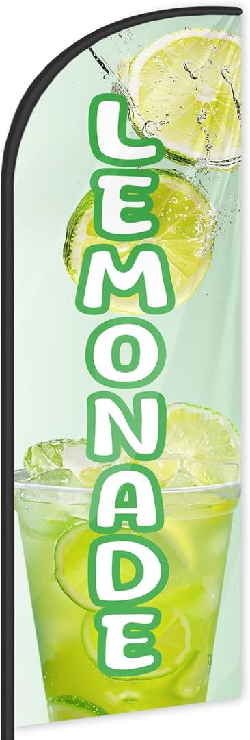 Lemonade Feather Flag for Business Advertising 6 FT Swooper Flag for Storefronts Retailers Shops Food Trucks Events and Fairs (Flagpole Not Included)