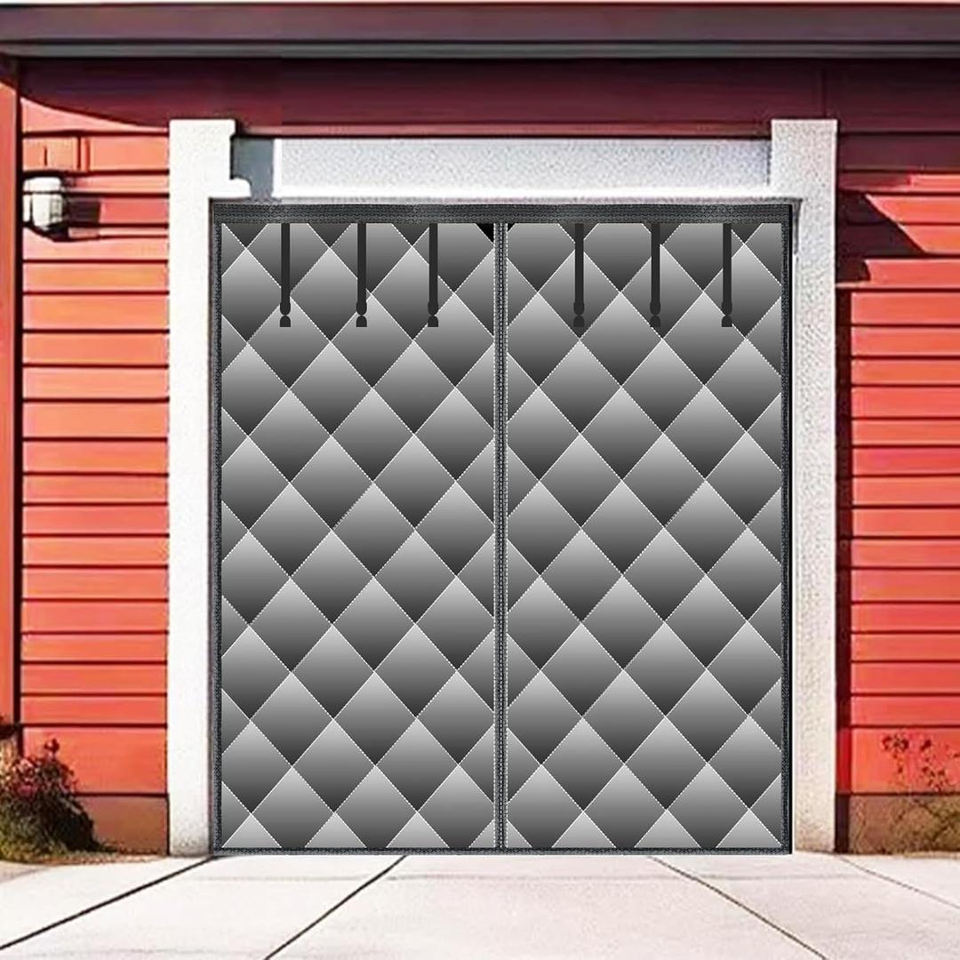 Garage Door Screen for Winter, Sunmoxia 9 * 7Ft Magnetic Thermal Insulated Door Curtain, Upgraded Oxford Cloth Filled with Thicken Polyester Fiberfill, Windproof Insulation Cover Blanket 