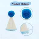 Birthday Party Hat with Number 6 month, Beige with Blue Pom Pom and Trim