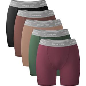 BAMBOO COOL Womens Boxer Briefs Boy Shorts Underwear Soft Stretch Panties for Women, 5-Pack XL