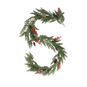 Christmas Garlands Decorations Artificial Plants with Poinsettias Artificial Christmas Flowers Glitter Berry Pinecone Greenery Stems Front Door/Fireplace Hanging Decoration for Winter (1pc-Red)