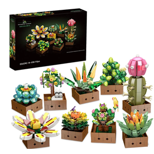 Educiro Flower Botanical Bonsai Building Set, Succulent Building Toys Block - 9 Pack, for Home Decor, Valentine's Day, Mother's Day, Christmas for Adults and Kids - 913pcs