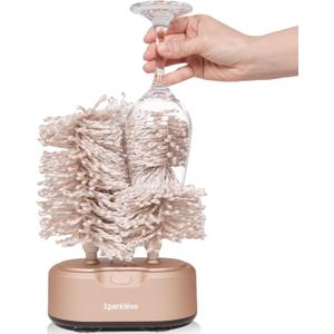 Home Glassware Polisher, World's First Affordable Spinning Glass Polisher, 600 RPM Dries and Polishes, All Glasses, Wine, Bar, Drinking, Best Wet For Sparkling Glassware, Champagne, Premium Painted